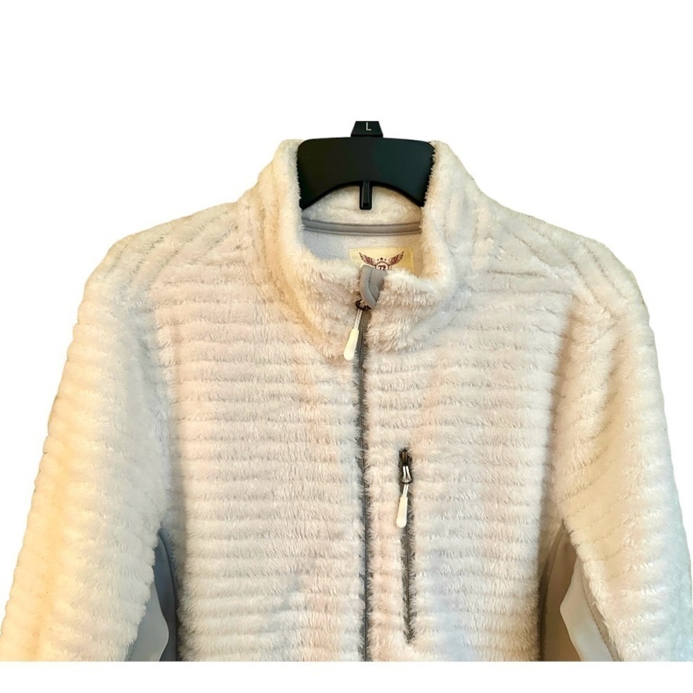 FADED GLORY,WOMENS LIGHTWEIGHT,ZIP FRONT JACKET.WHITE/GREY RIBBED FLEECE.SIZE 1X - Picture 2 of 5